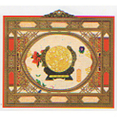 古铜框台座月历吊牌 花开富贵
